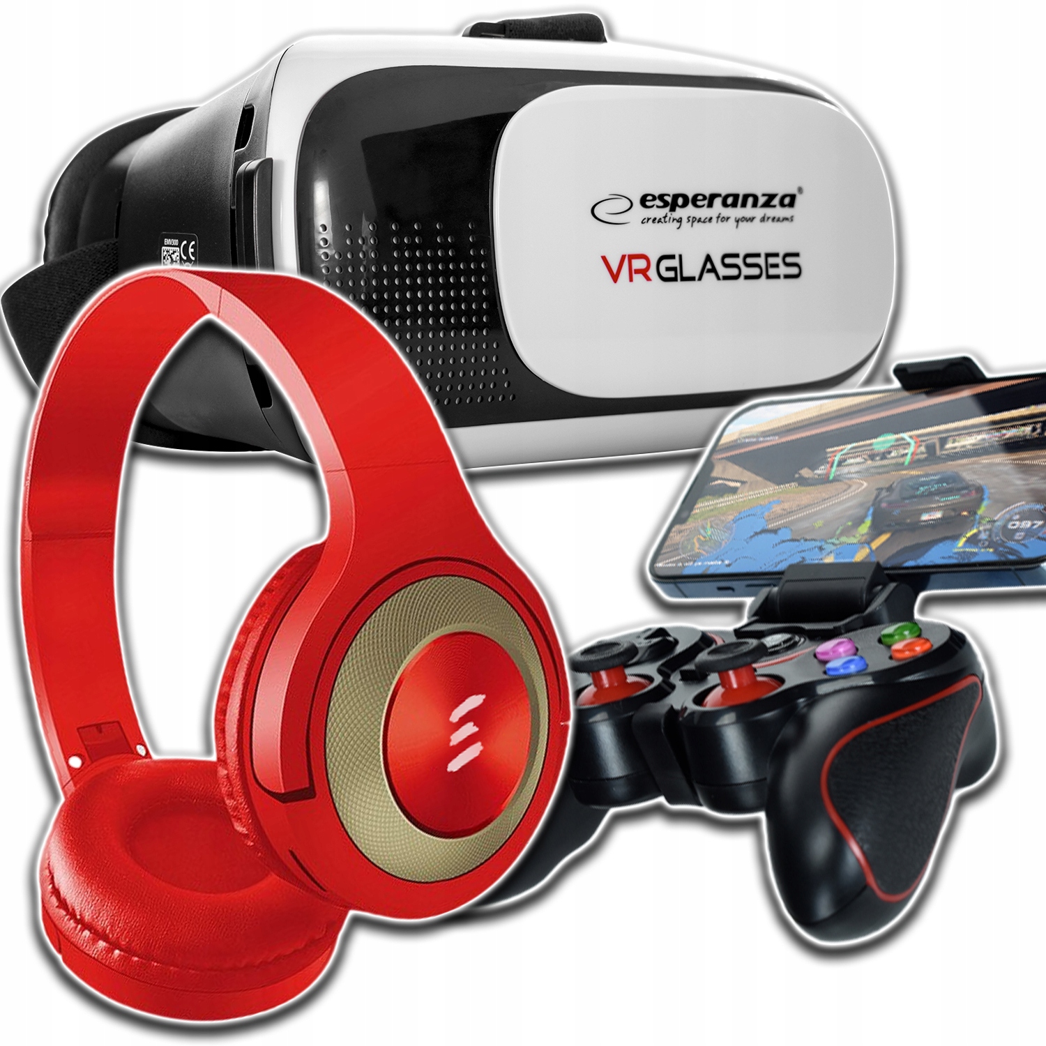 Bezdrátová Sluchátka Gamepad Bluetooth Brýle Brýle Vr 360 Pro Telefon