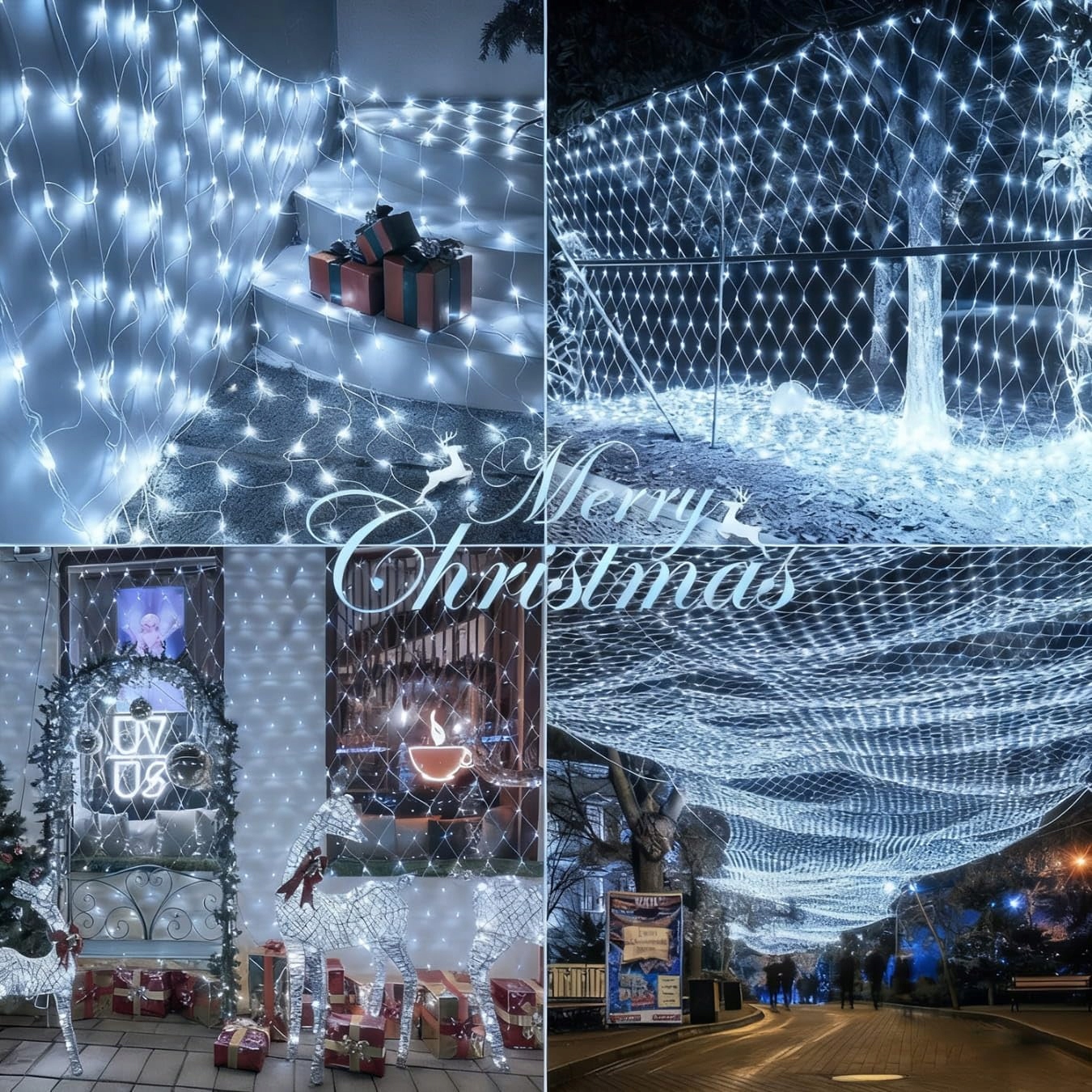 COZYMEOW Siatka Świetlna Zewnętrzna 3x2m 200 LED Światełka Balkon Drzewo — miniatura 2