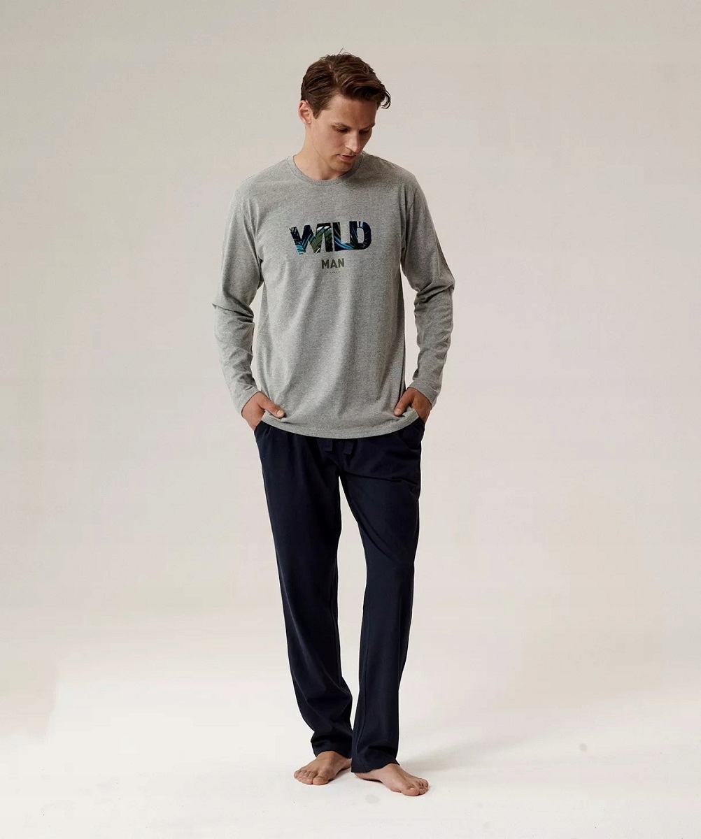 Pánské Pyžamo S Dlouhým Rukávem A Kalhotami Atlantic NMP392/ŠM/HRA/XXL