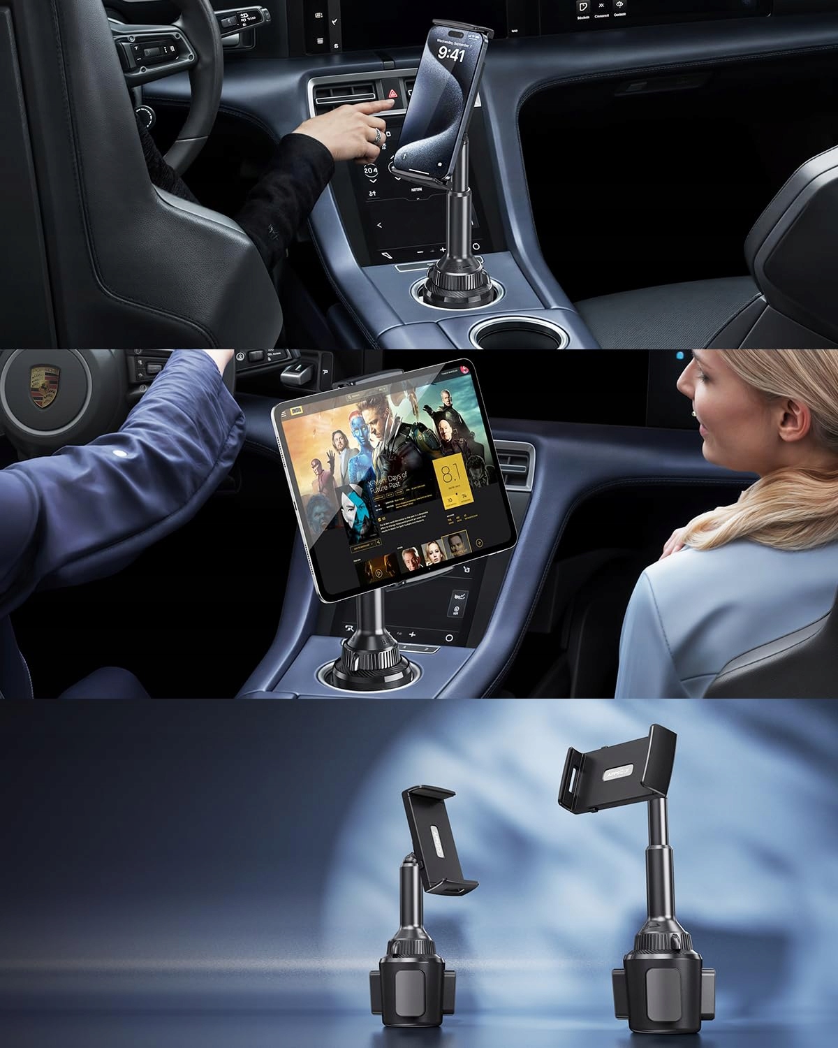 APPS2CAR Uchwyt Samochodowy 2w1 Na Tablet I Telefon Regulowany Do 11 Cali — miniatura 2