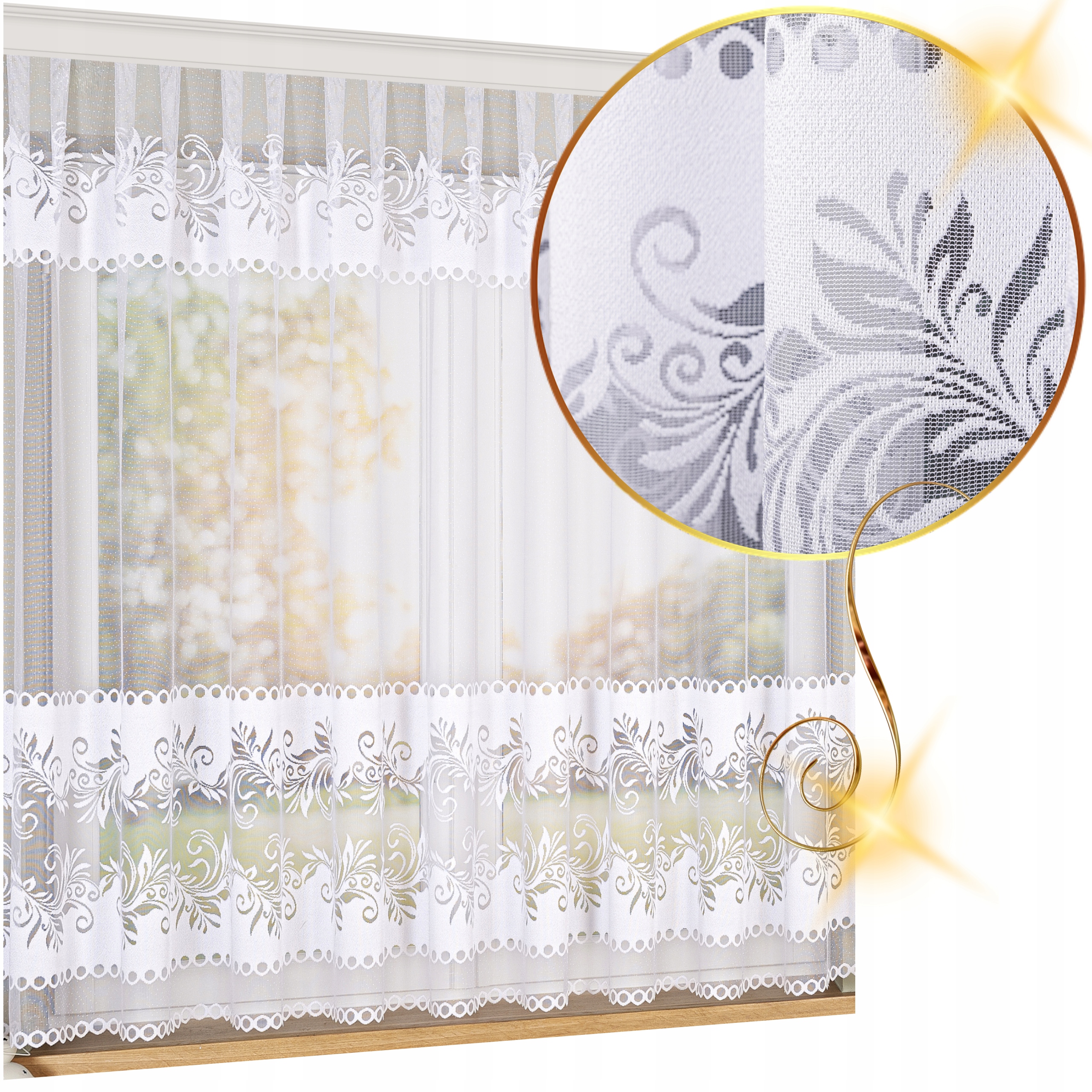 Hotová Záclona Žakárová Bílá Na Pásku Bez Žehlení 700 x 170 cm