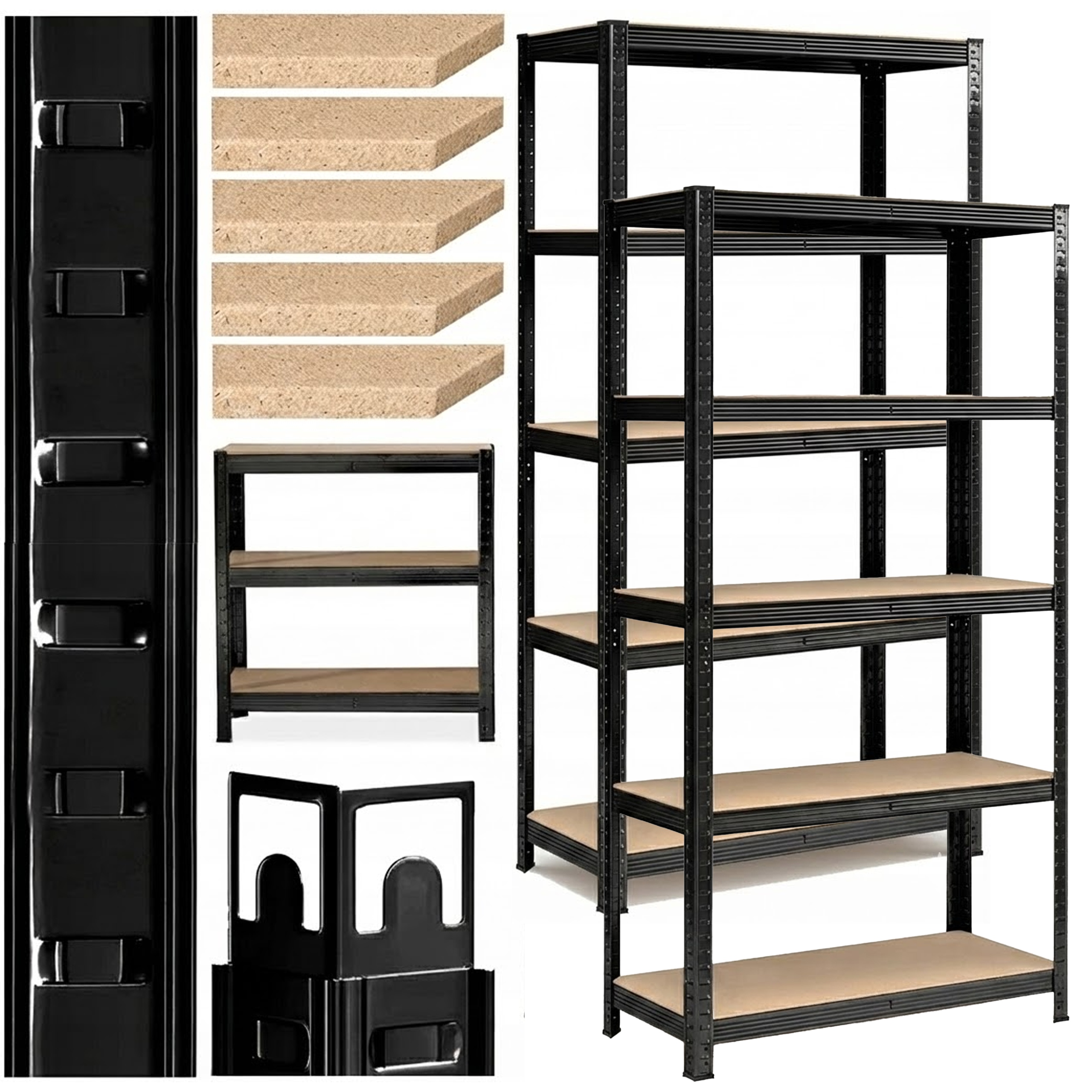 2x Kovový Úložný Regál Garážový do garáže 180x90x30 cm 875 kg Čierny