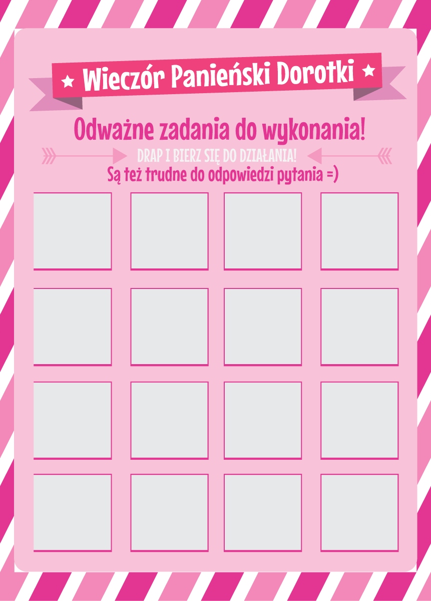 

Zdrapka gra śmieszna na Wieczór Panieński zadania