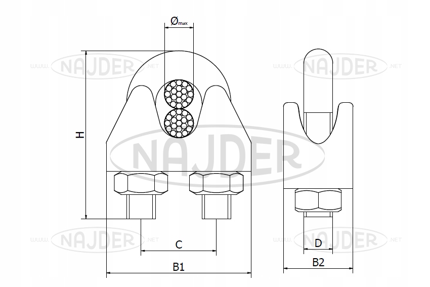 Zacisk do lin kabłąkowy nierdzewny 6 mm Marka Inox
