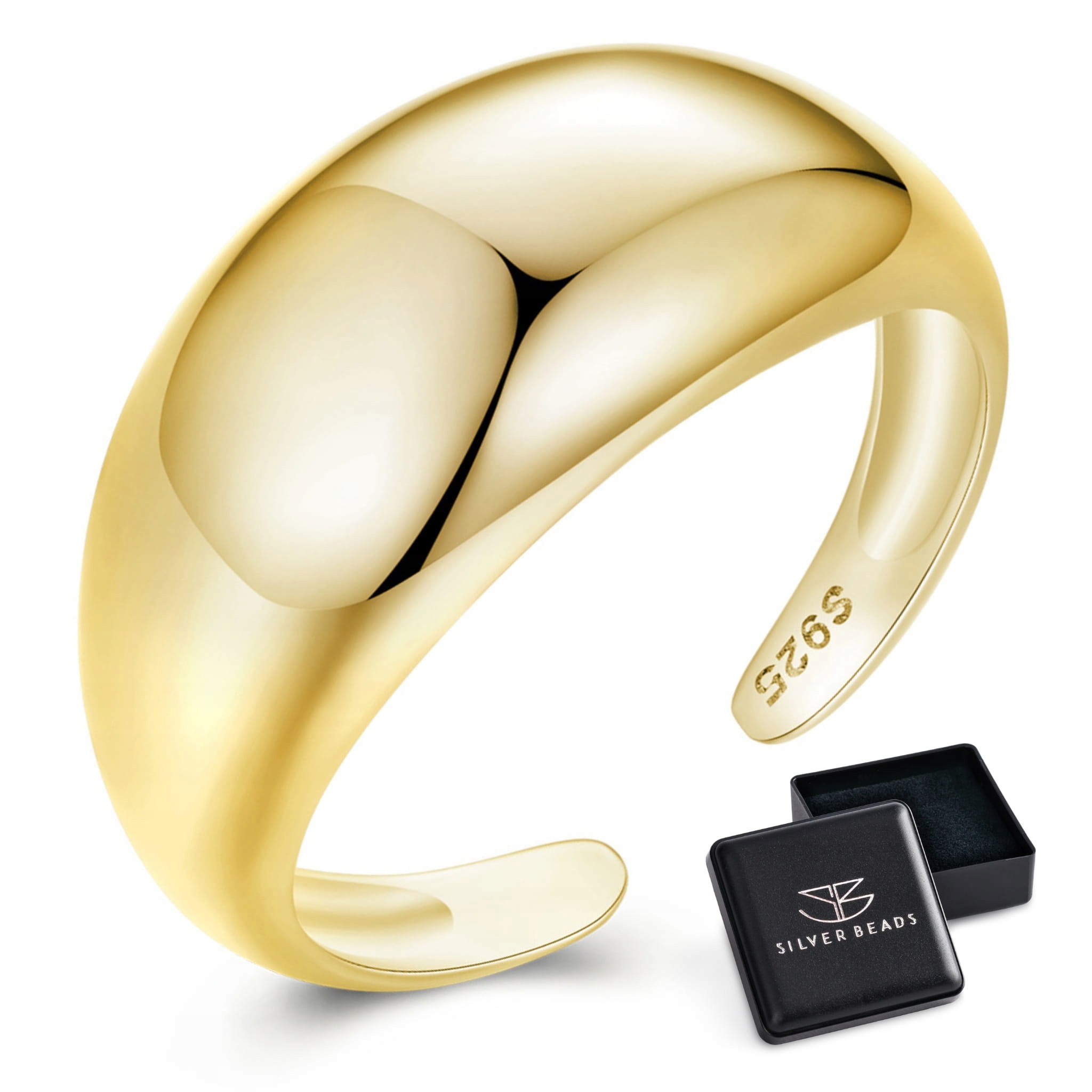 P262U Srebrny pozłacany pierścionek uniwersalny dmuchany srebro 925