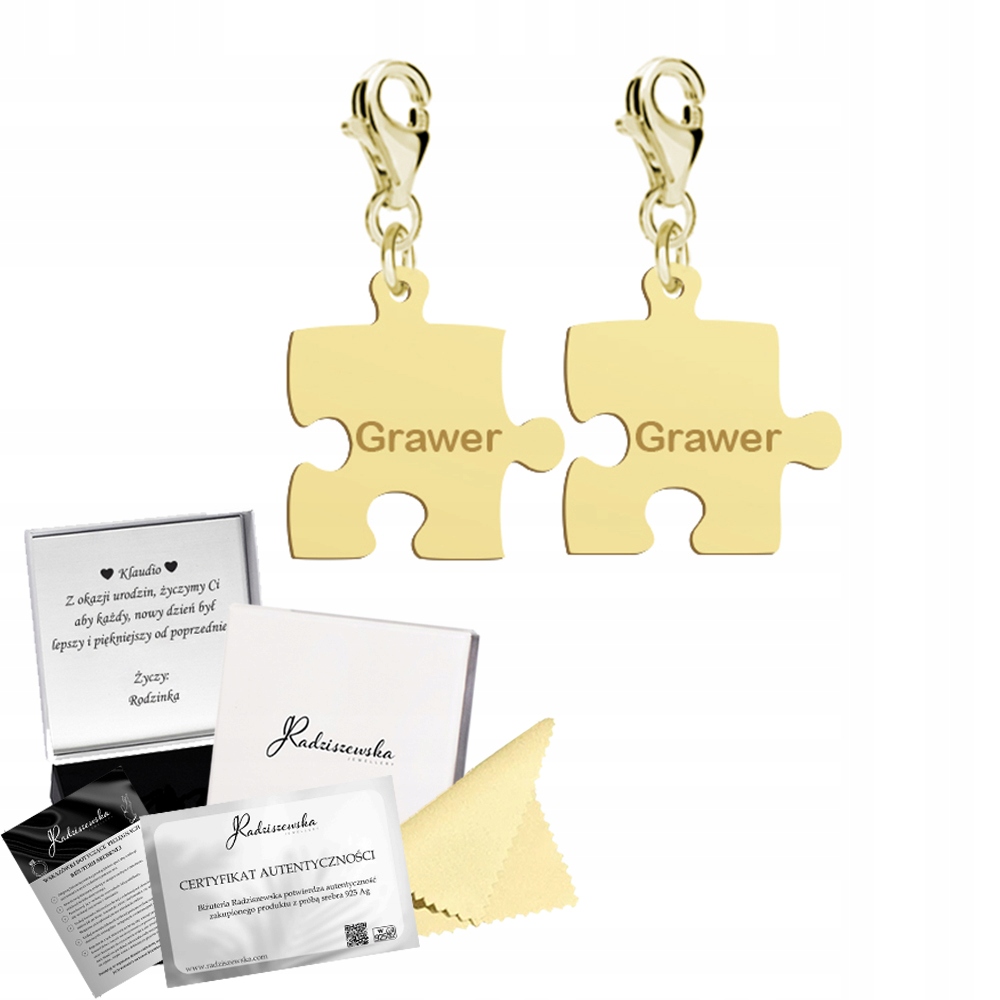 Zlaté přívěsky Puzzel přátelství Stříbro 925 Dárek Šperky Gravírování Bonus