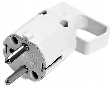 

Wtyczka elektryczna z uchem prosta 250V 16A biała