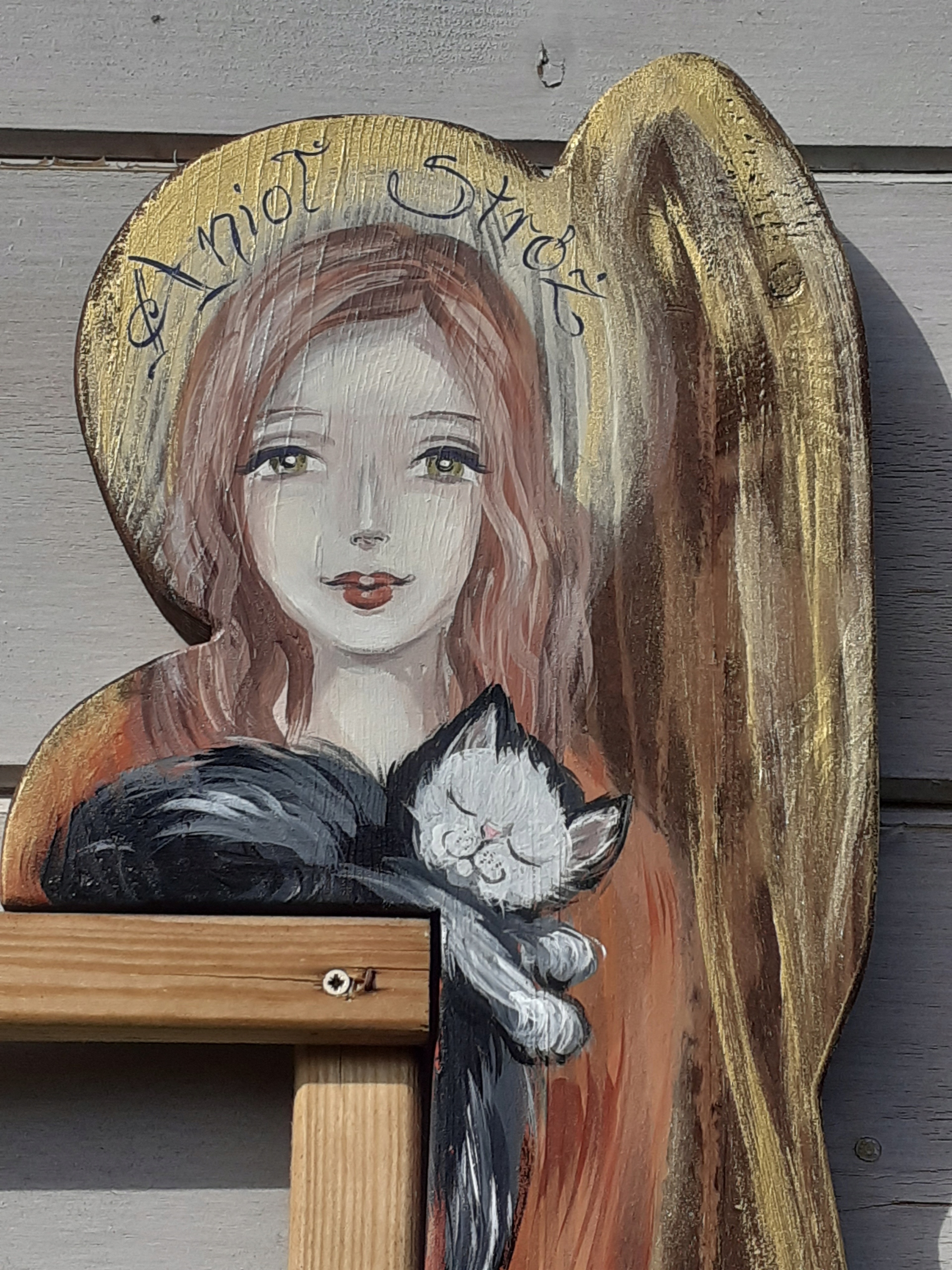Obraz Dřevěný Velký Anděl Hand Made Malovaný