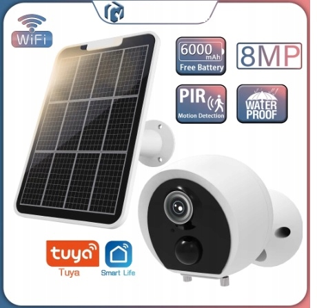 KAMERA WIFI 4K NA BATERIE Z PANELEM SOLARNYM TUYA