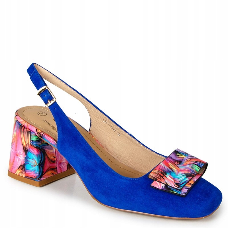 S.barski LZ61-2012 Modré Kožené Sandály S Ozdobou 38