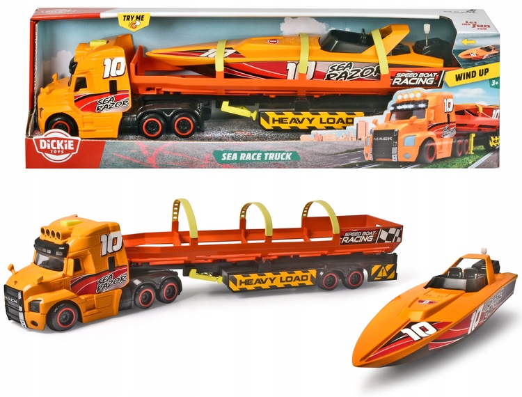 

Dickie Toys Ciężarówka Sea Race Z Motorówką 41 CM