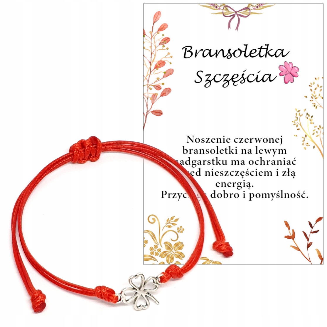 

Bransoletka Szczęścia Koniczyna Amulet Kabała