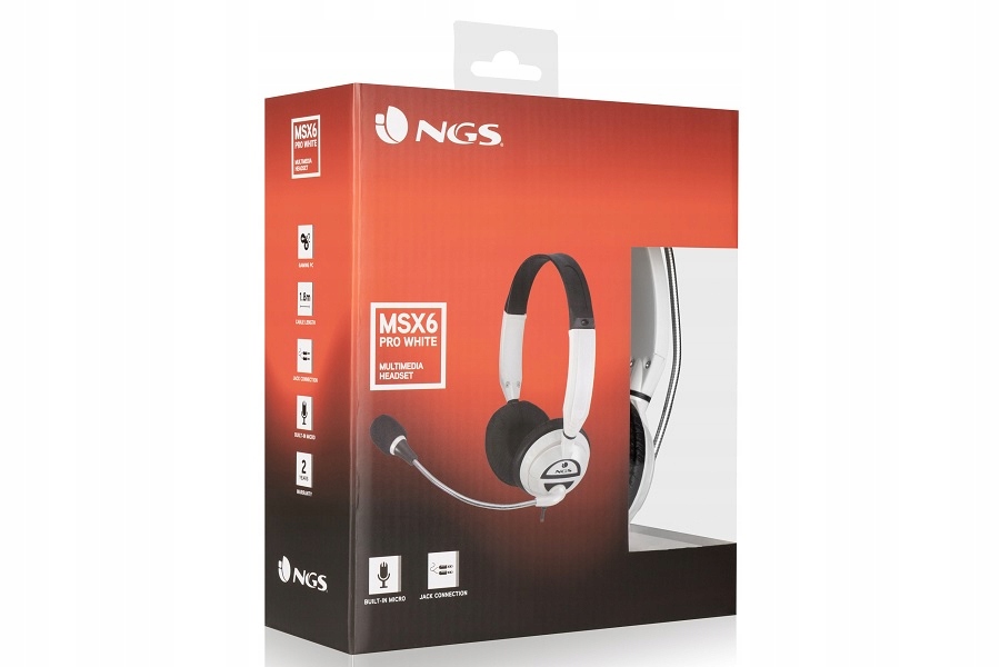 NGS Słuchawki nauszne + mikrofon MSX 6 PRO białe Mikrofon tak