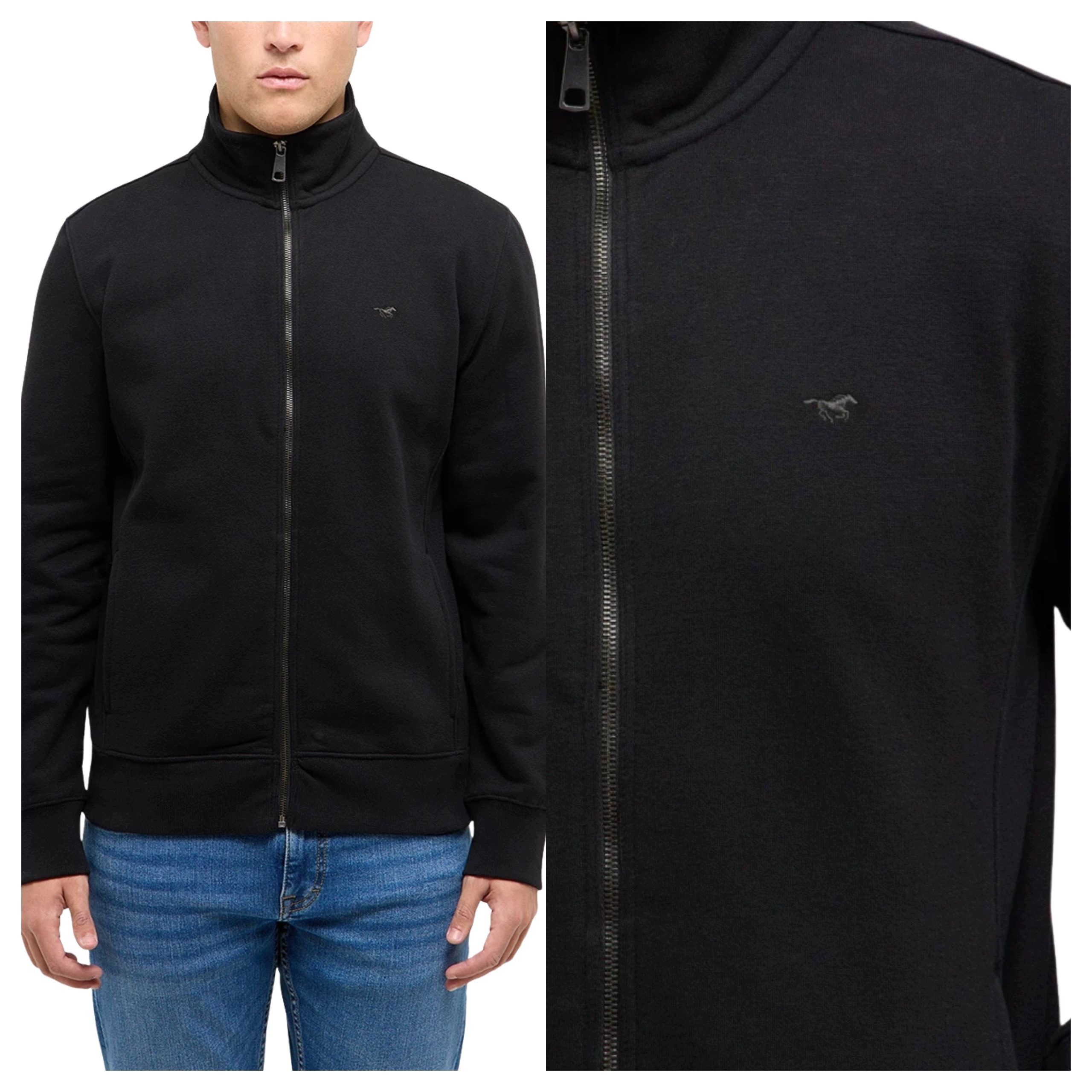 Pánská Rozepínací Mikina Mustang Dillon Černá 100% Bavlna Zip Velikost M