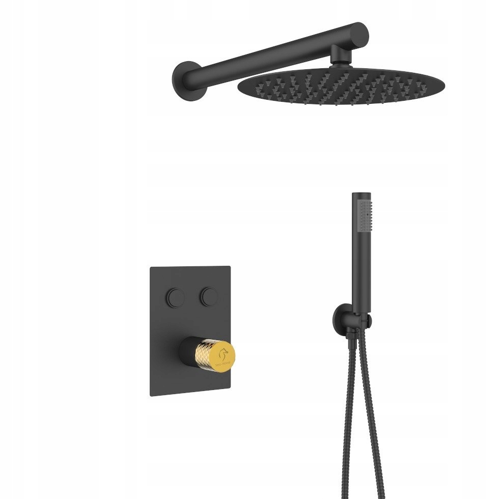 Podomítková baterie s Boxem Ove černá/zlatá