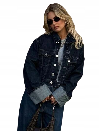 Shein Dámská Džínová Bunda Tmavě Modrá, Velikost 1 Db