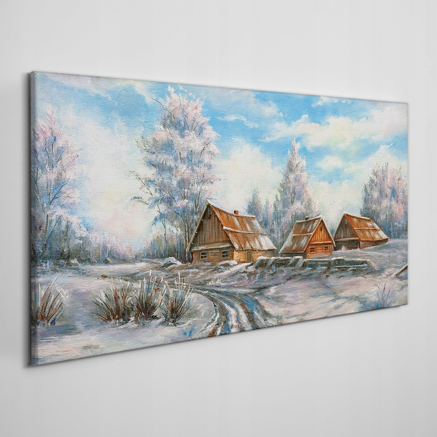 

Obraz na płótnie Zima chaty drzewa przyroda 120x60