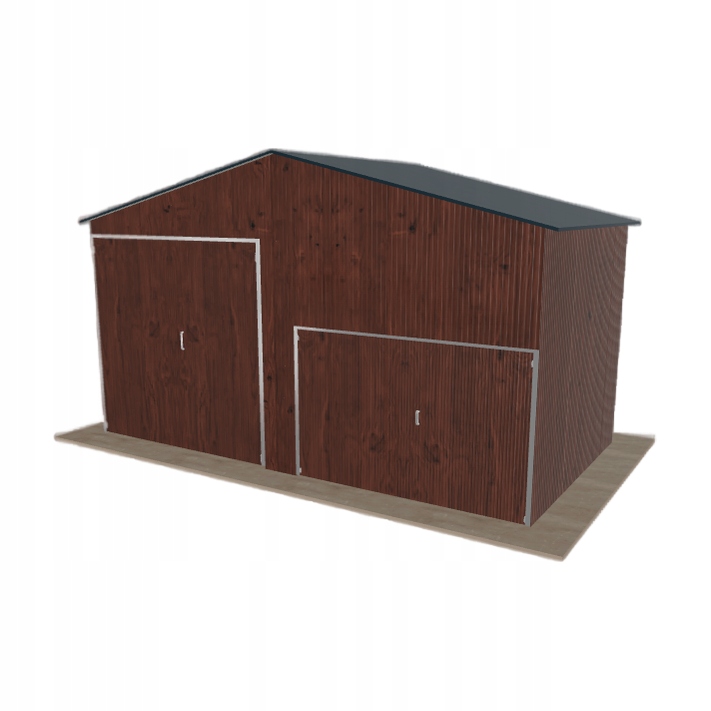 Plechová hala 6.5 x 3.5 m, sedlová, tmavý ořech, vysoká