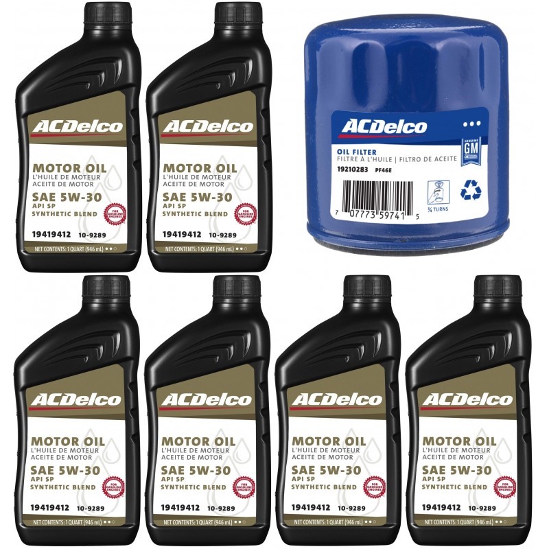 ACDELCO 5W30 BLEND 6L + FILTR CHEVROLET SILVERADO 4,8 2003-2004,2006