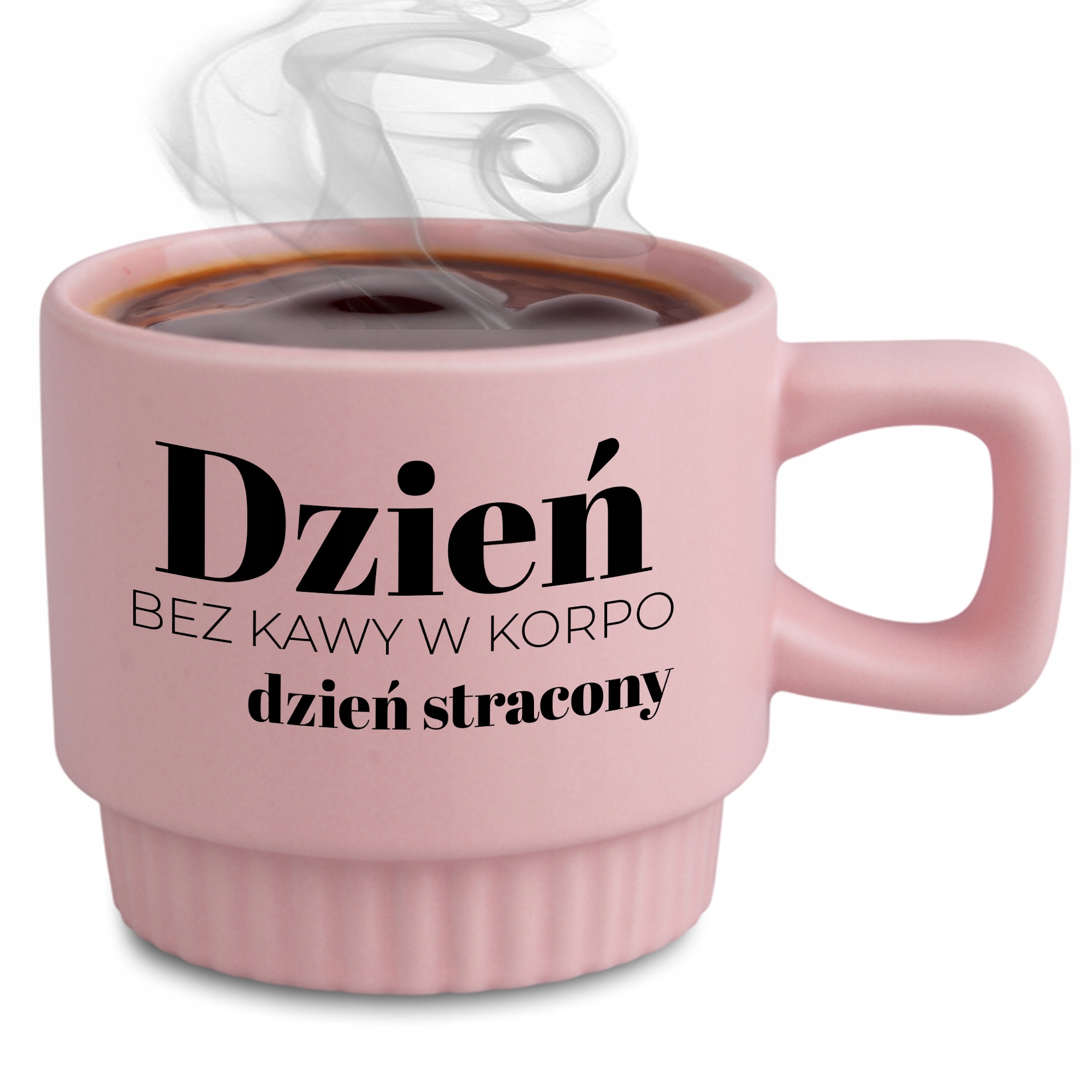 Ryflovaný hrnček Ružový deň bez kávy v Korpo ako darček do kancelárie