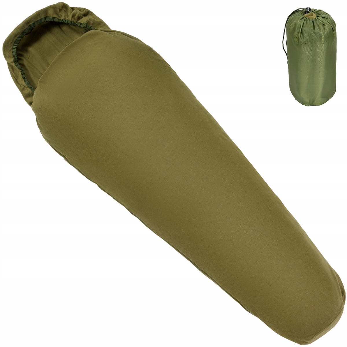 Śpiwór Turystyczny Wojskowy Polarowy Mil-Tec 2w1 Ocieplacz Wkład Olive