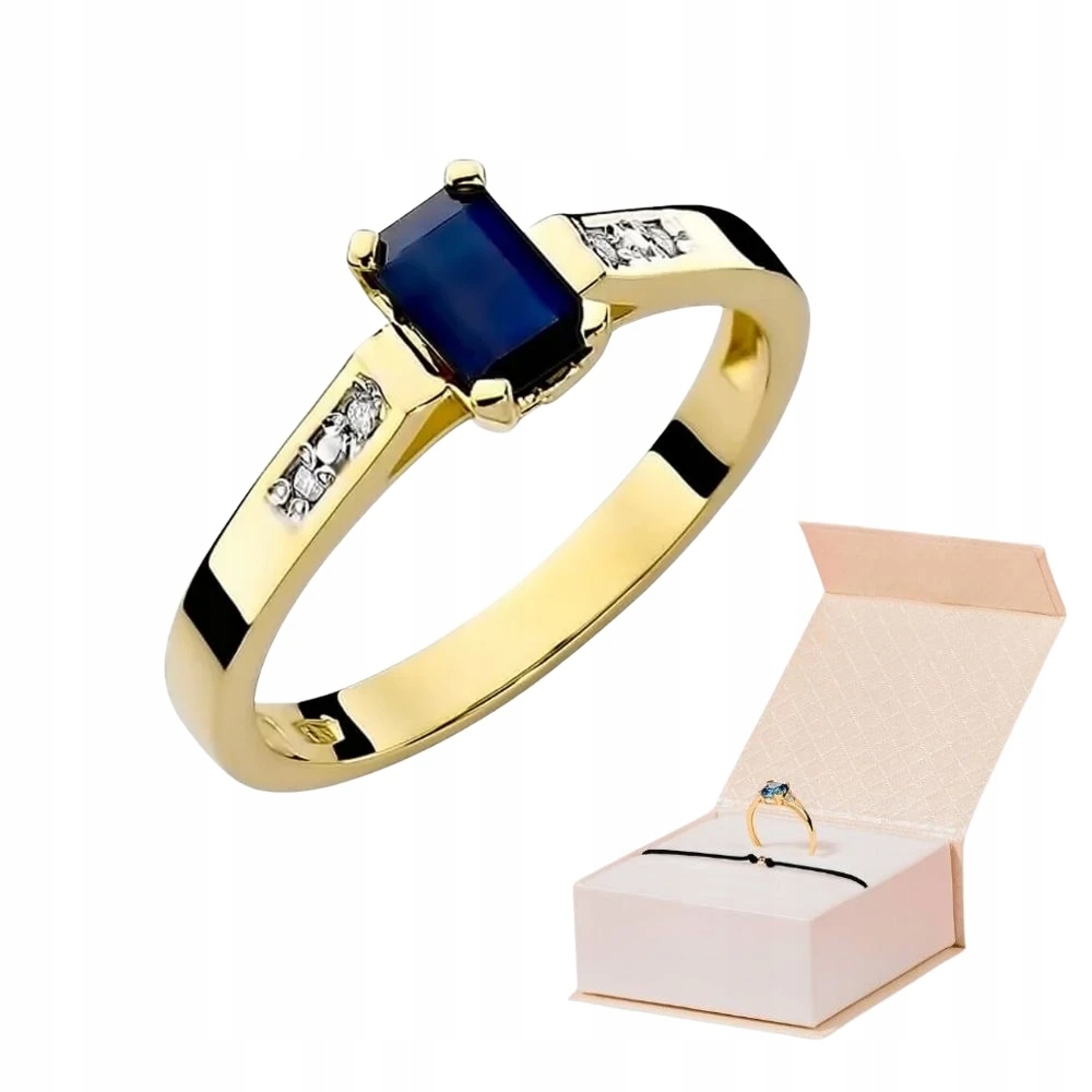 Zlatý Prstýnek Se Safírem, Přírodní Kámen Zlatý Náramek