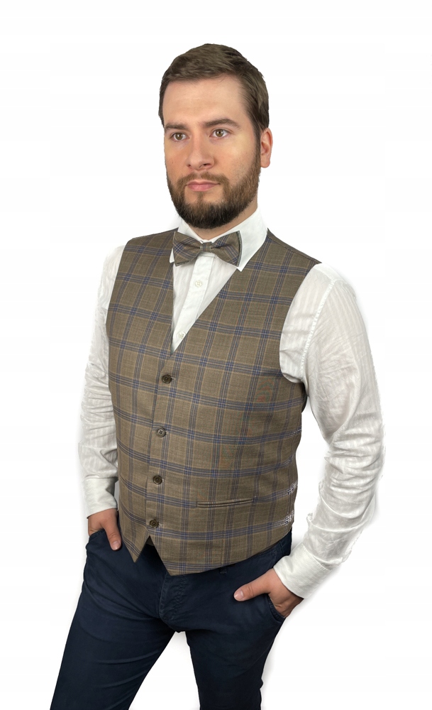 Pánská vesta k ležérnímu obleku motýlek kapesníček