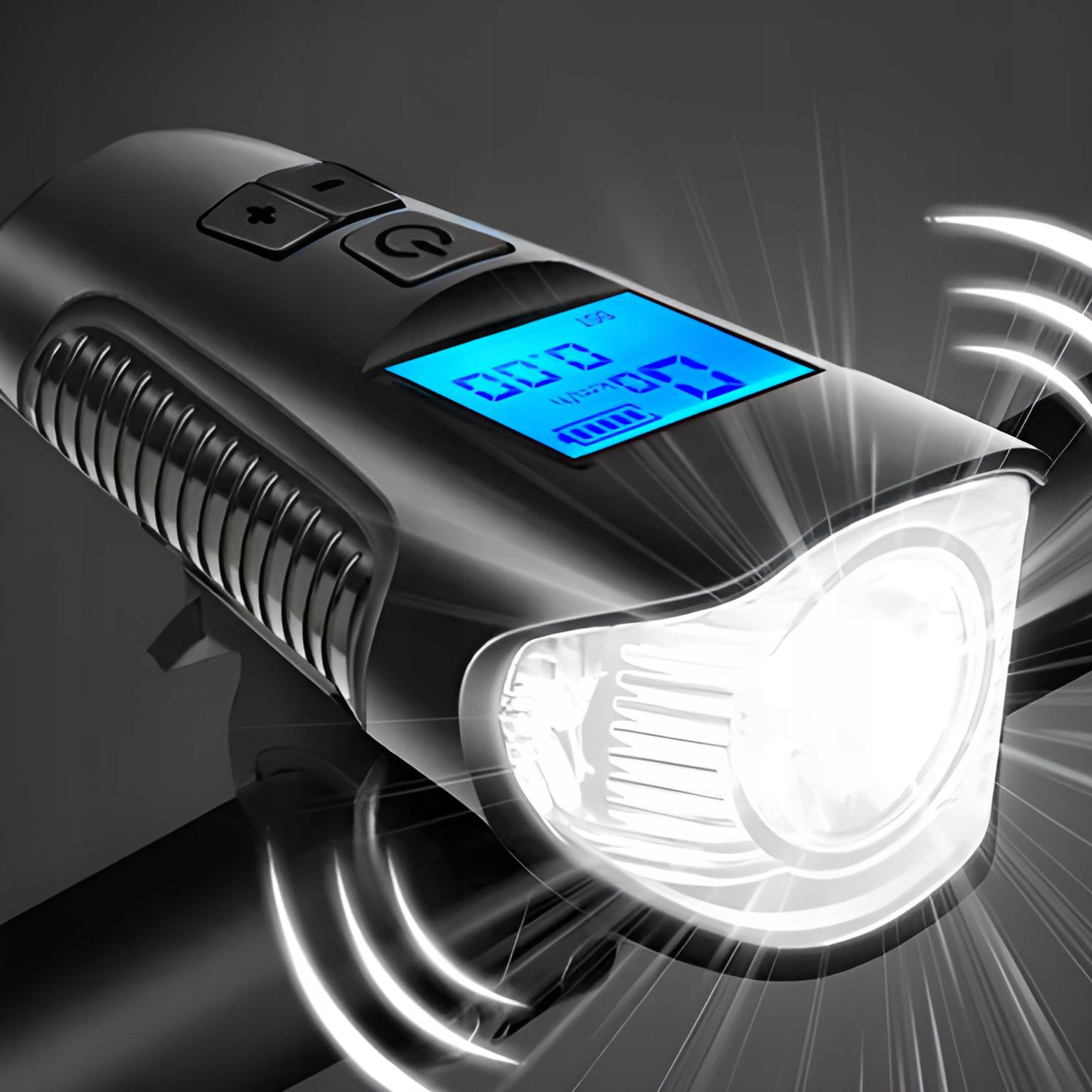 LAMPKA ROWEROWA LED LICZNIK KM PRĘDKOŚCIOMIERZ DZWONEK PRZÓD + TYŁ Model S092-1