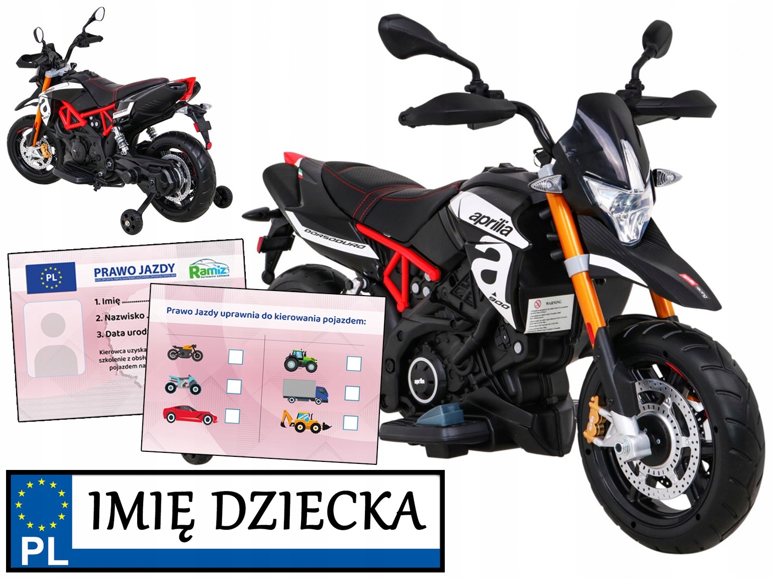 Aprilia na Akumulator 2 silniki motor elektryczny dla dzieci Tablica Imię