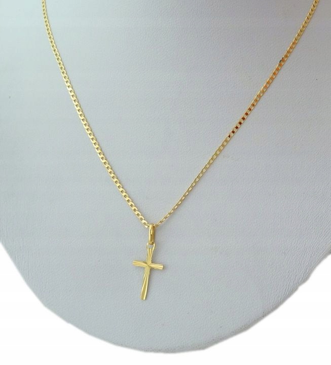 ŁAŃCUSZEK ZŁOTY PEŁNY + KRZYŻYK 55 CM. PR. 585 Próba złota 585