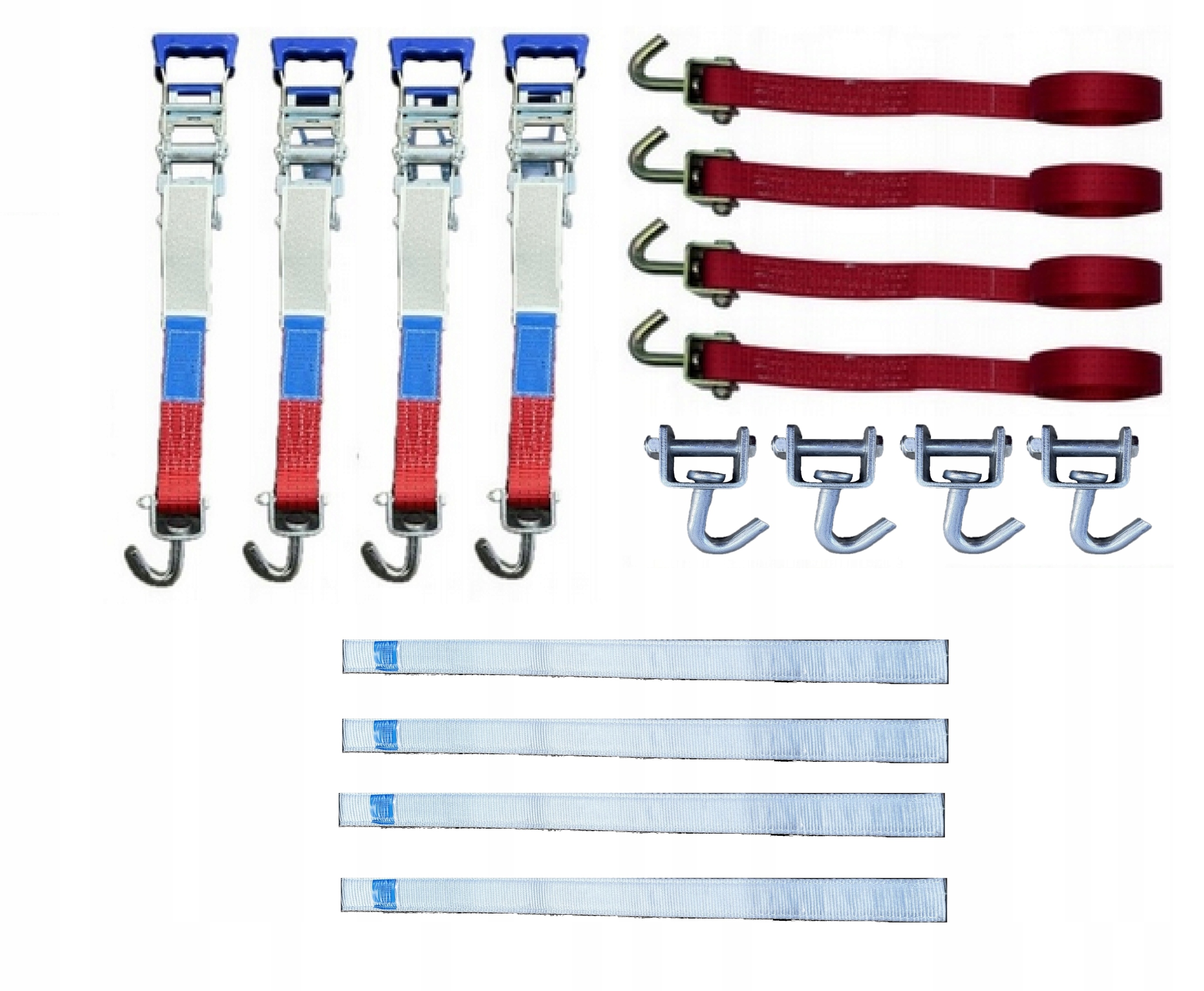 4 Přepravní pásy VDI 2700 Bi 8.1 napínáky gumové otočné háky 3 m 35 mm