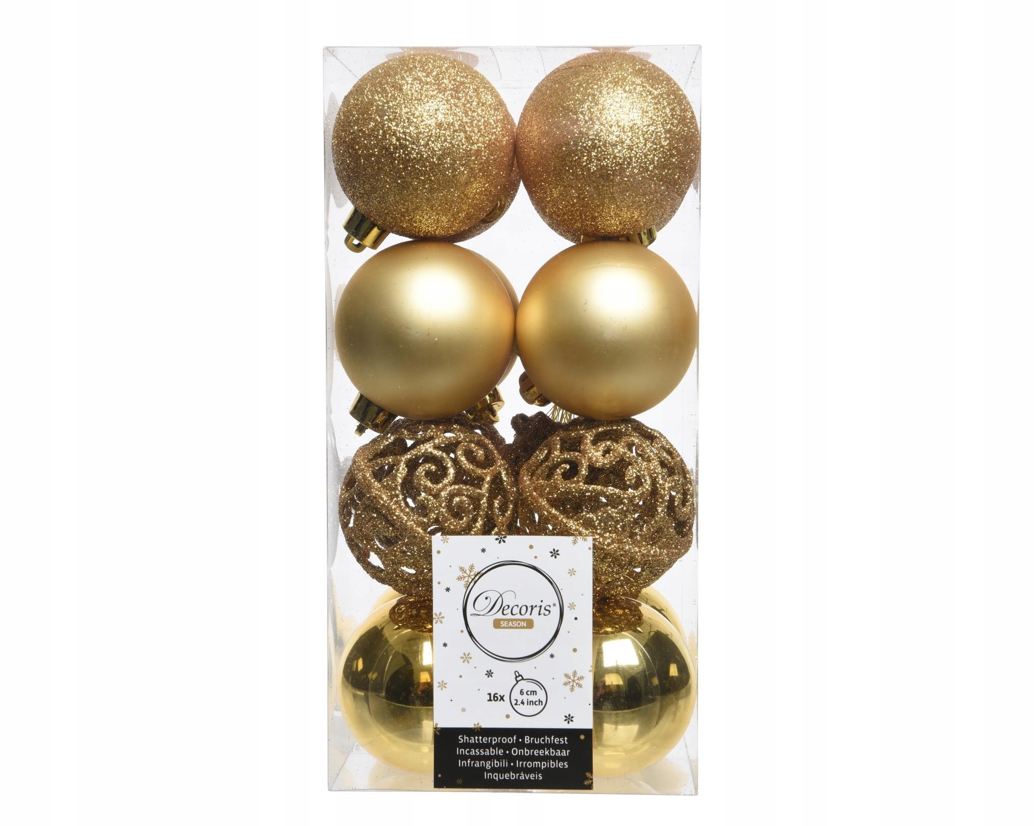 

Bombki ozdobne plastikowe na choinkę 6cm x16 Złote