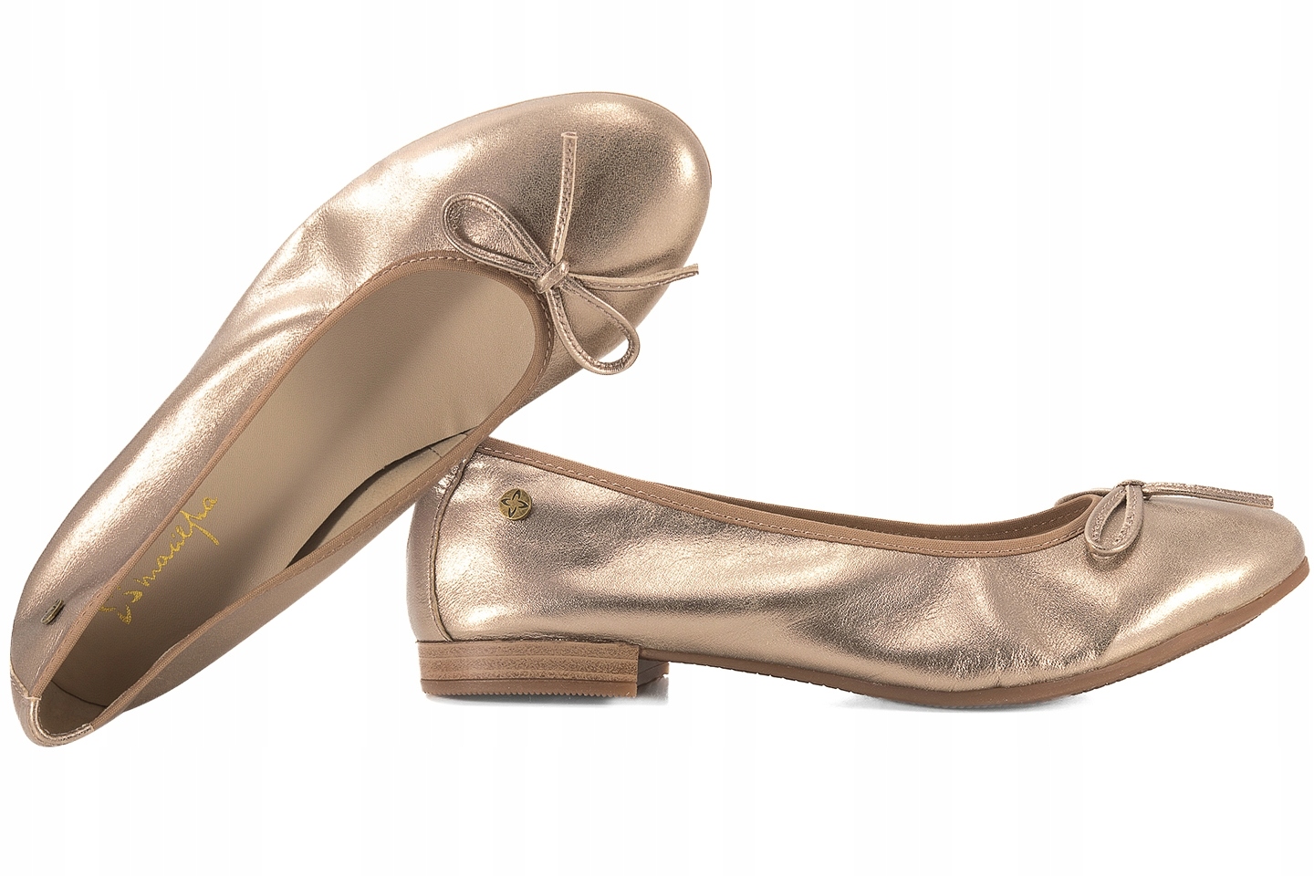 Maciejka P6800-25/00-0 Dámské Balerínky Polobotky Balerínky Kožené zlaté 38