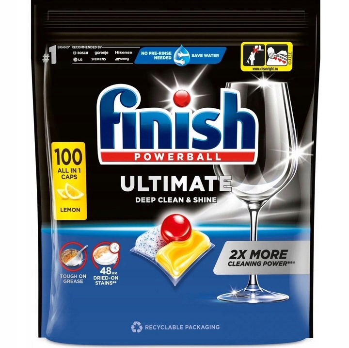Finish Ultimate kapsułki tabletki do zmywarki do mycia naczyń Lemon 100 szt