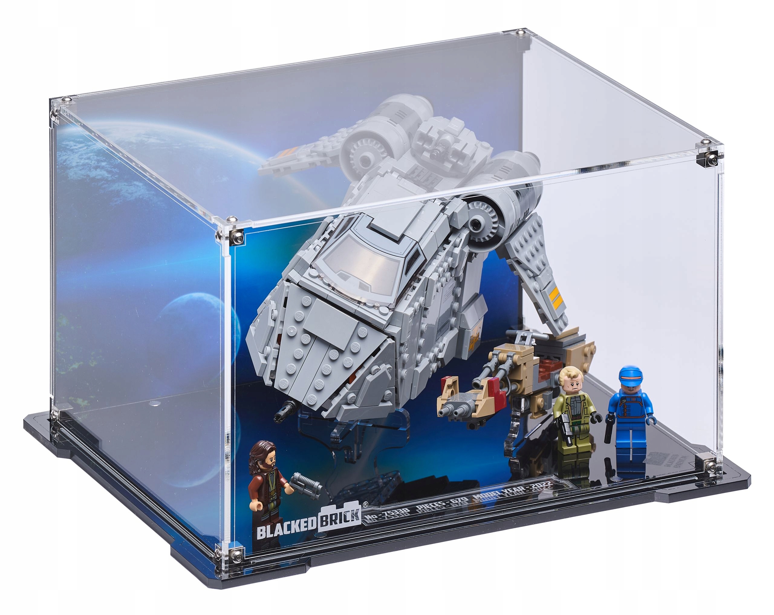 Vitrína s pozadím Blacked Brick pre Lego Star Wars 75338 Prepadnutie na Ferrix