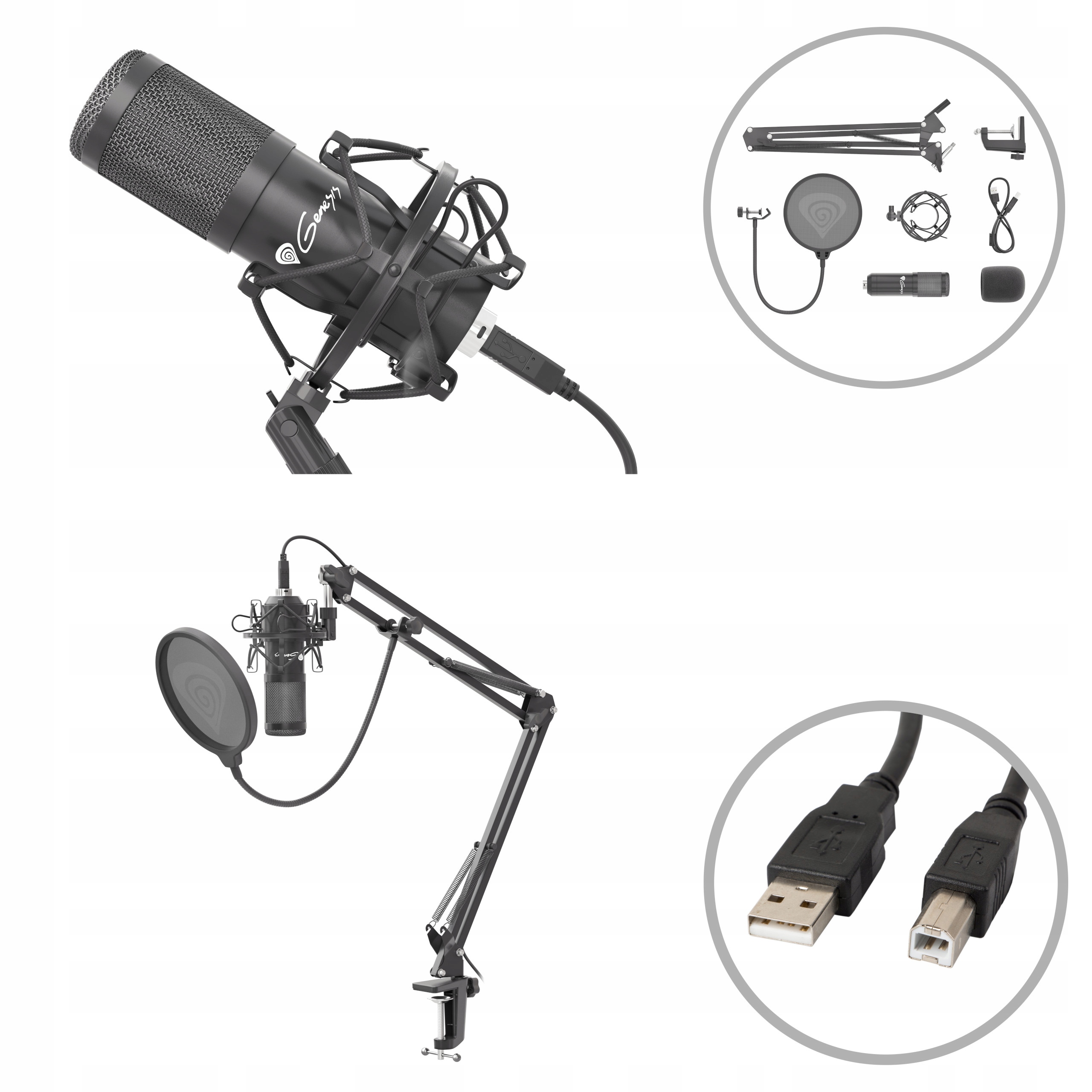 Mikrofon studyjny Genesis Radium 400 statyw USB