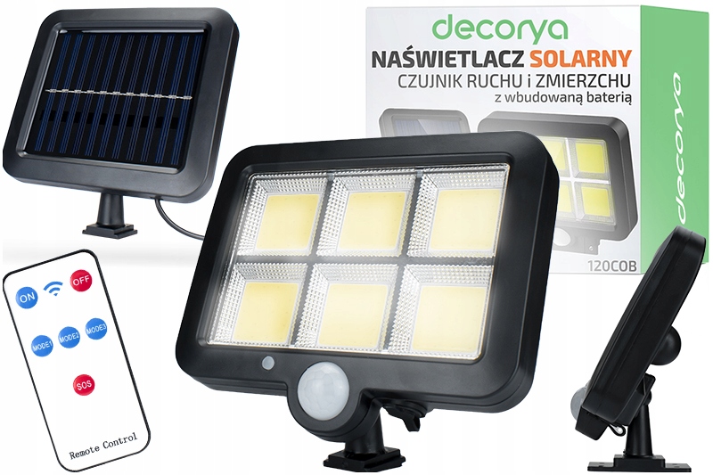 5xWODOODPORNA LAMPA SOLARNA LED OGRODOWA NA PILOTA Kolor czarny