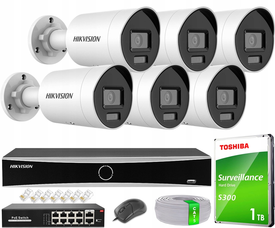 Hikvision Sada na monitorovanie 4MP 6 kamier DS-2CD2043G2-LI AcuSense Analytika