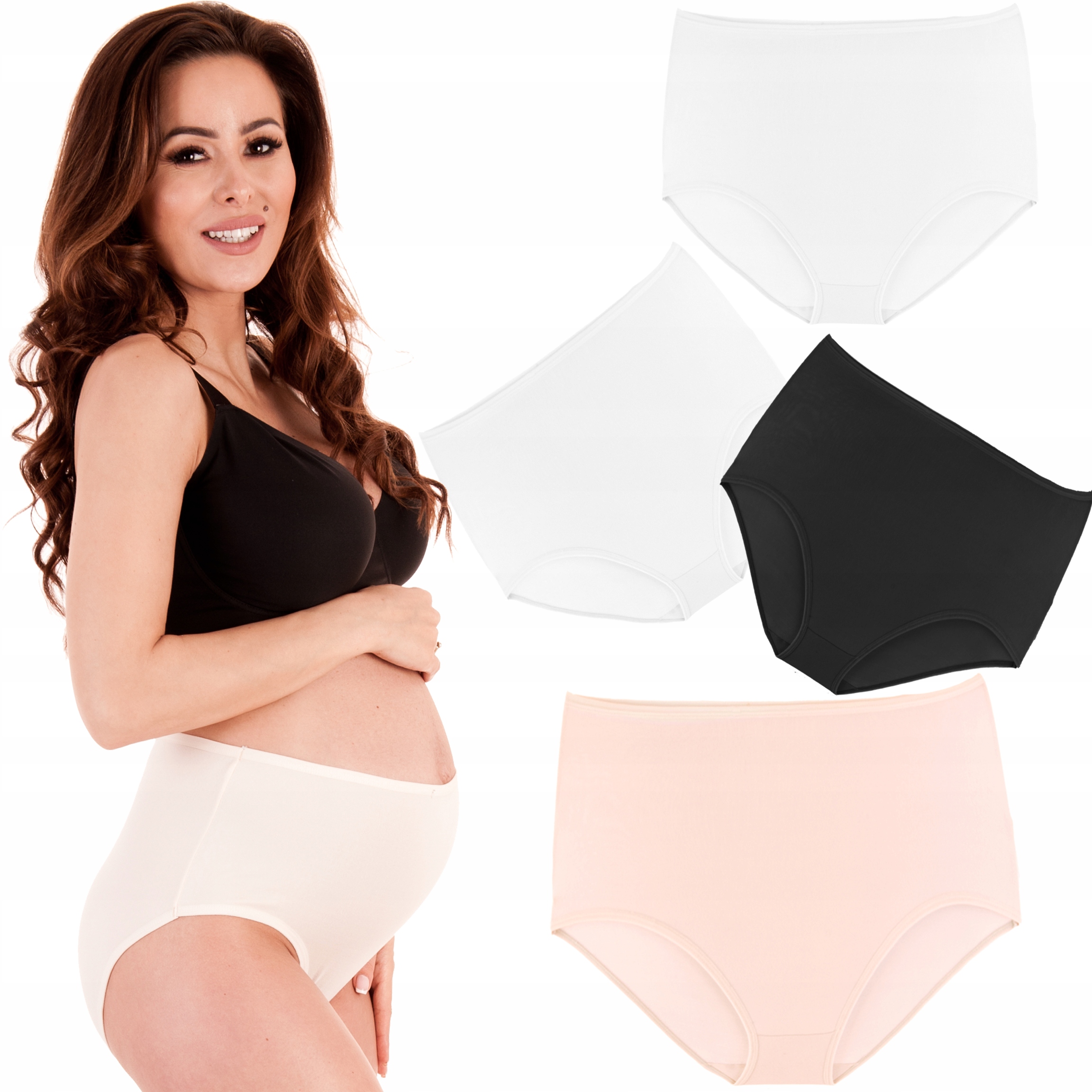 

Majtki Ciążowe Bambusowe Komplet x4 Gładkie