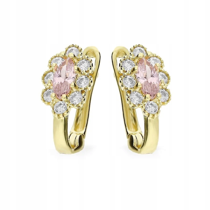 náušnice dětské 585 kytičky s růžovými zirkony křest 1.38 g