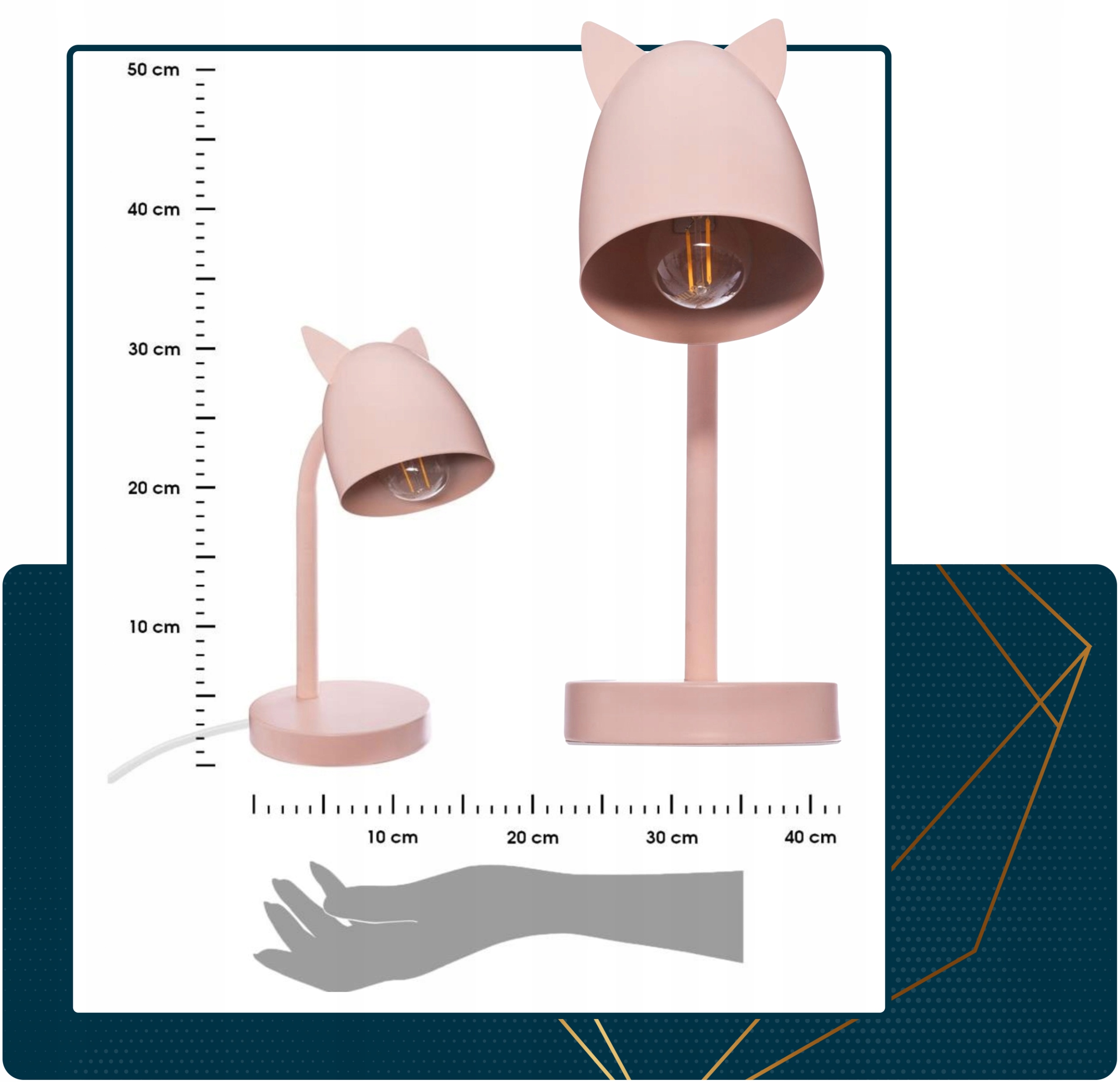 Lampka biurkowa dla dziecka różowa USZY KOTA metal EAN (GTIN) 3560238651223