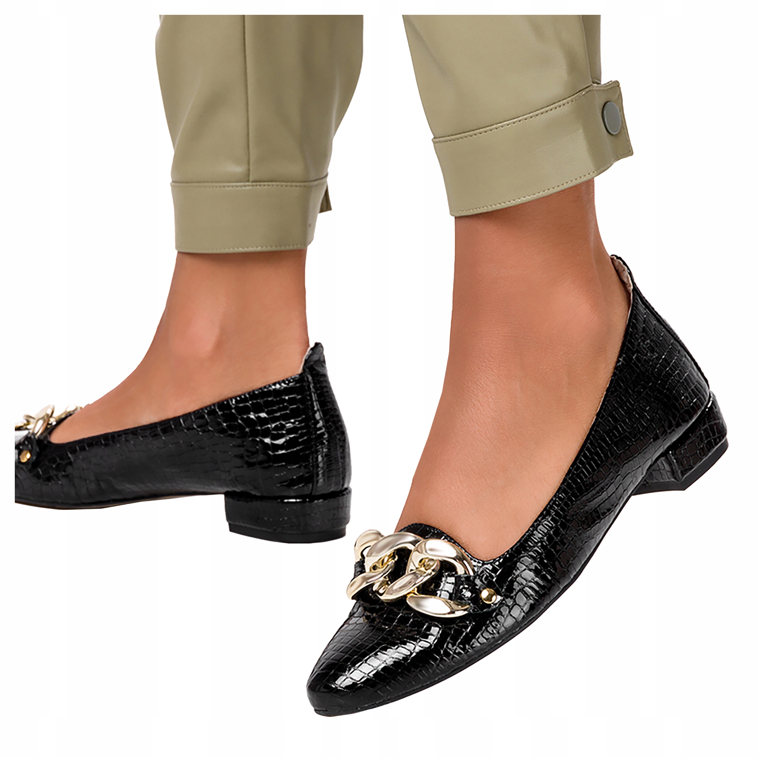 Módní Polobotky Boty Lordsy Polská Kůže Řetěz 36