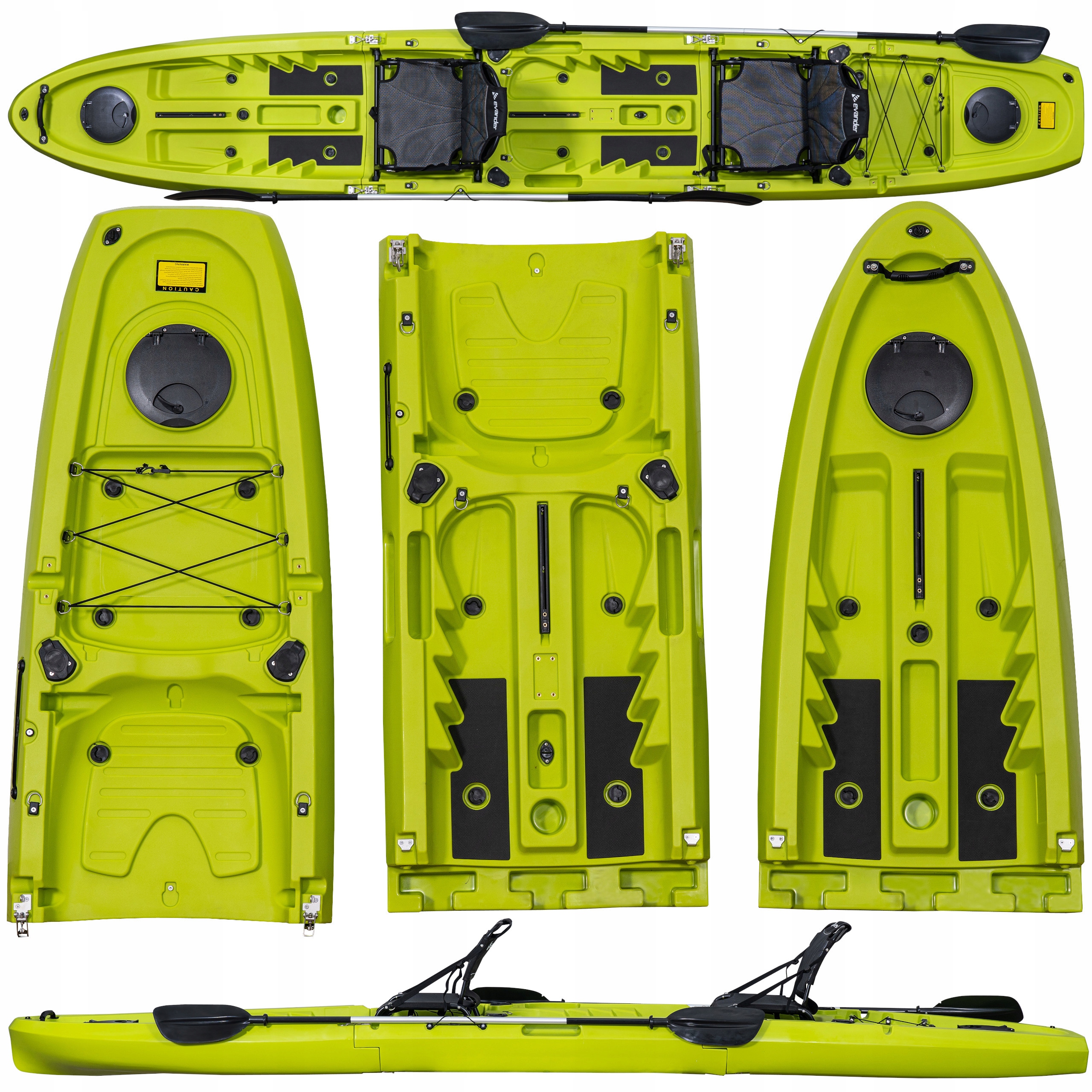 Dwuosobowy Modułowy Kajak Rekreacyjny 475 CM Składany Kajak 3 Moduły Zestaw