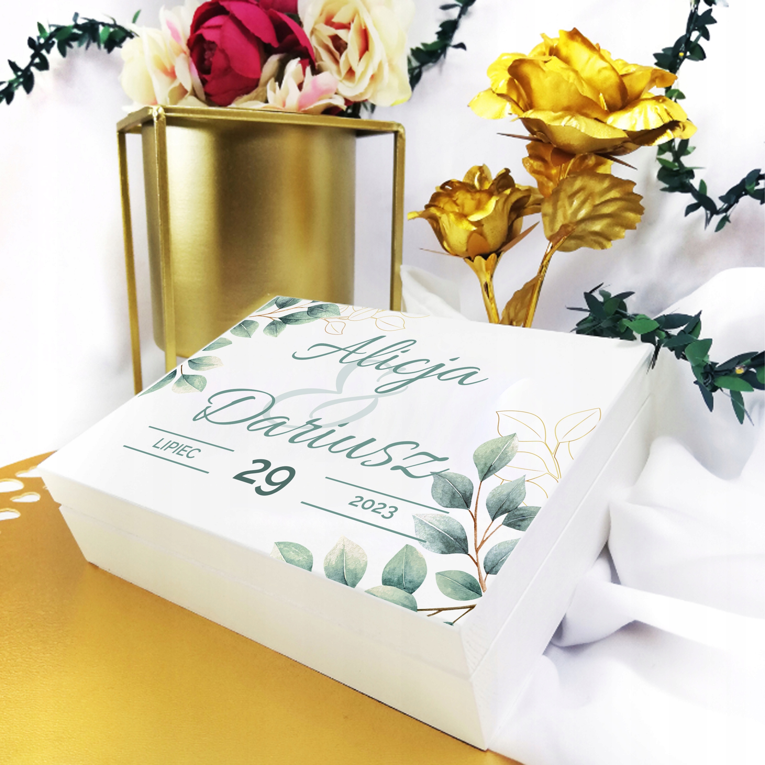 PUDEŁKO NA OBRĄCZKI ŚLUB NAPIS MECH ZIELONE Z2 Kod producenta 001