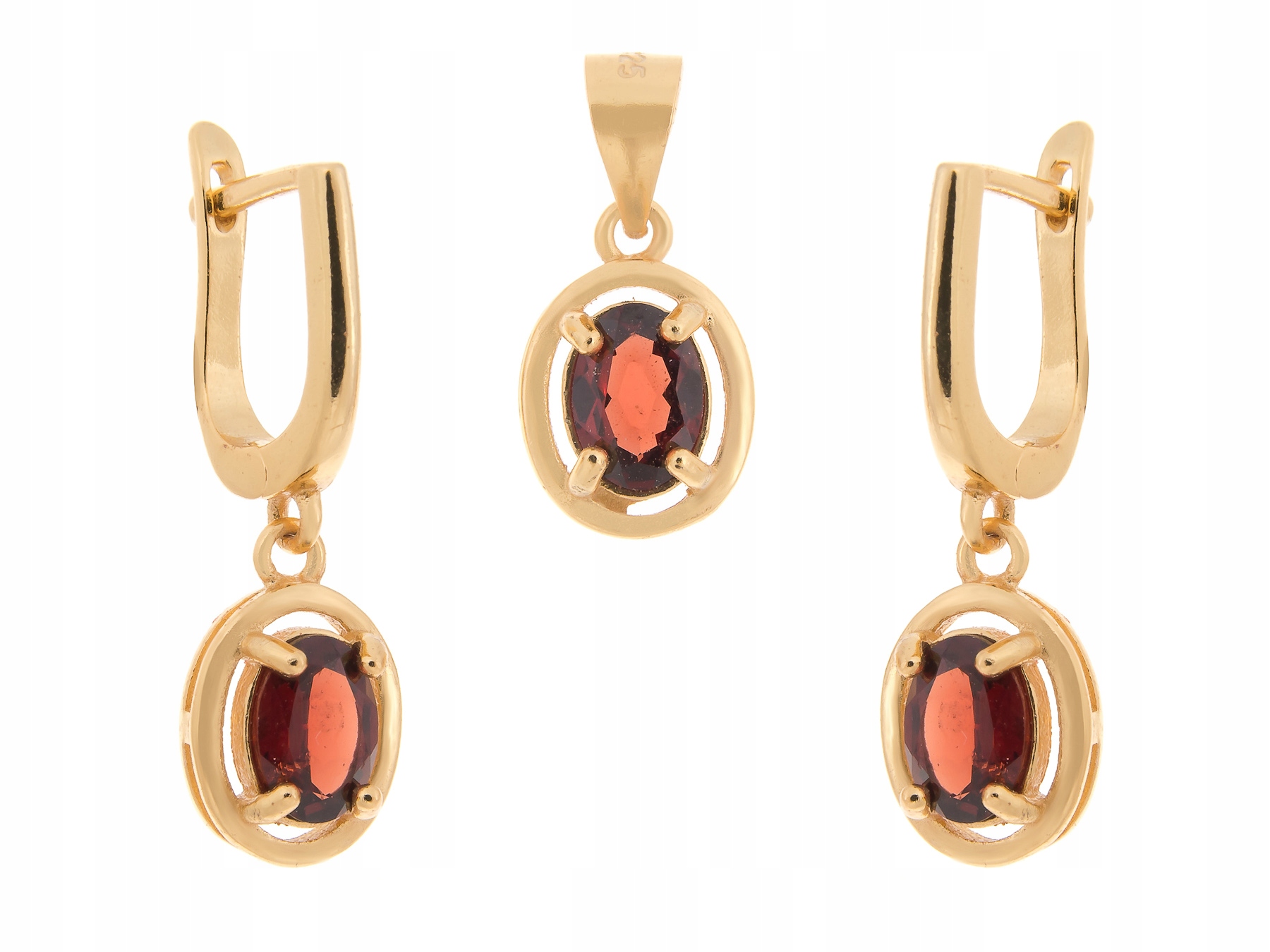 Stříbrný Pozlacený Komplet S Přírodním Granátem Dárek