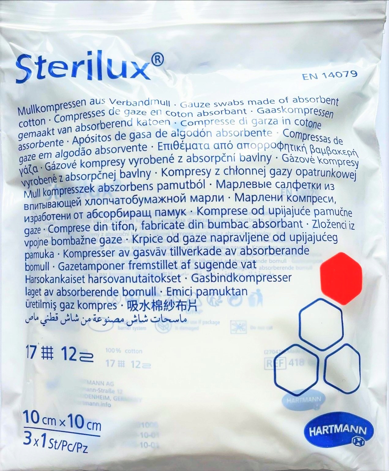 

Hartmann Sterilux 10x10cm 3x1szt. jałowe 17-n 12-w