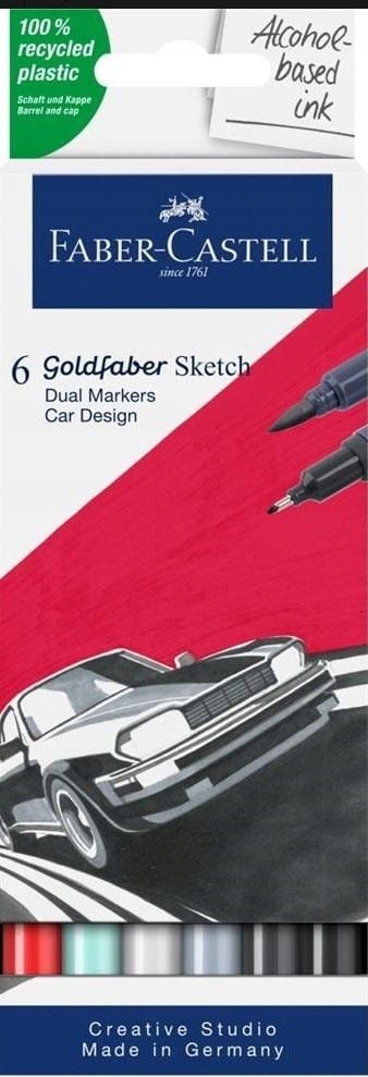 Oboustranné pero Goldfaber Sketch car design 6 kol