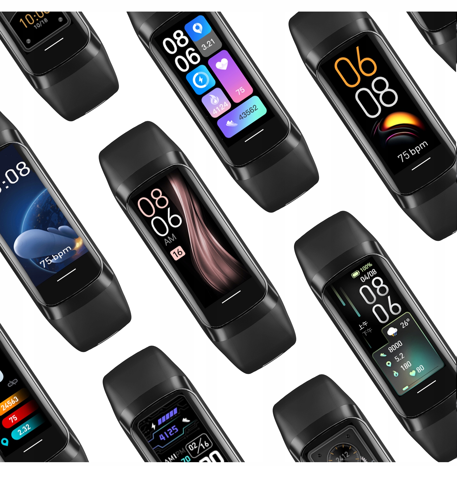 SMARTWATCH AMOLED SMARTBAND PULS SPORT DAMSKI FIT Kolor srebrny