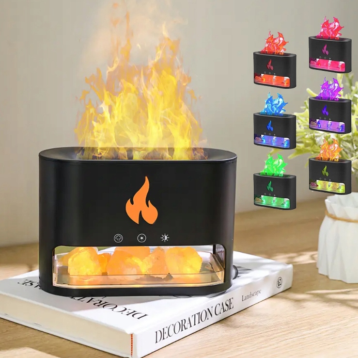 Nawilżacz Powietrza Kominek Lampka Nocna Efekt Płomienia Led Dyfuzor Sól
