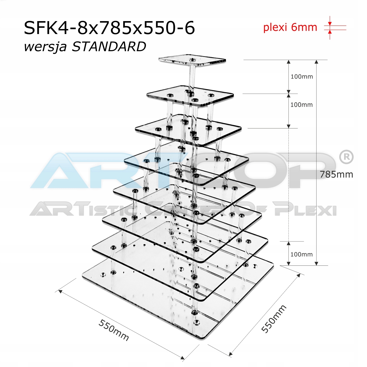 Patera piętrowa z plexi na 100 mono porcji, Wesele Marka Artcop